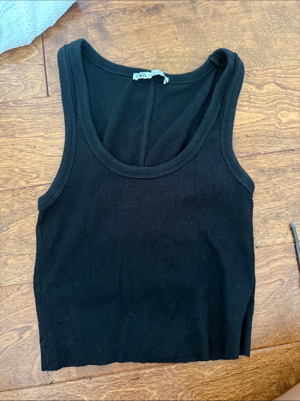 Zara Black Ribbed Scoop Neck Tank